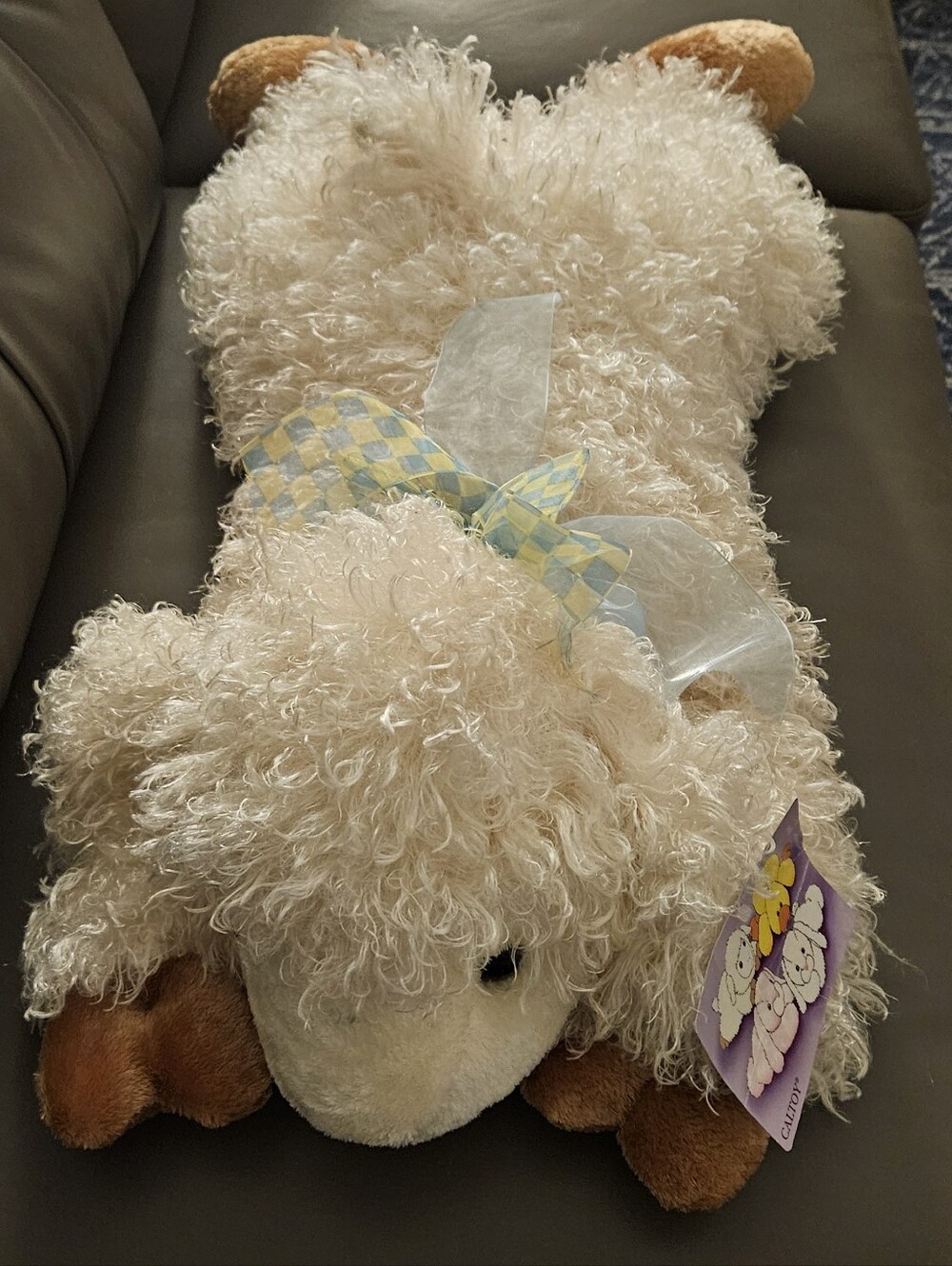 Caltoy Large Shaggy Lamb Plush Toy Stuffed Animal  30 Inches Long Vintage NWT